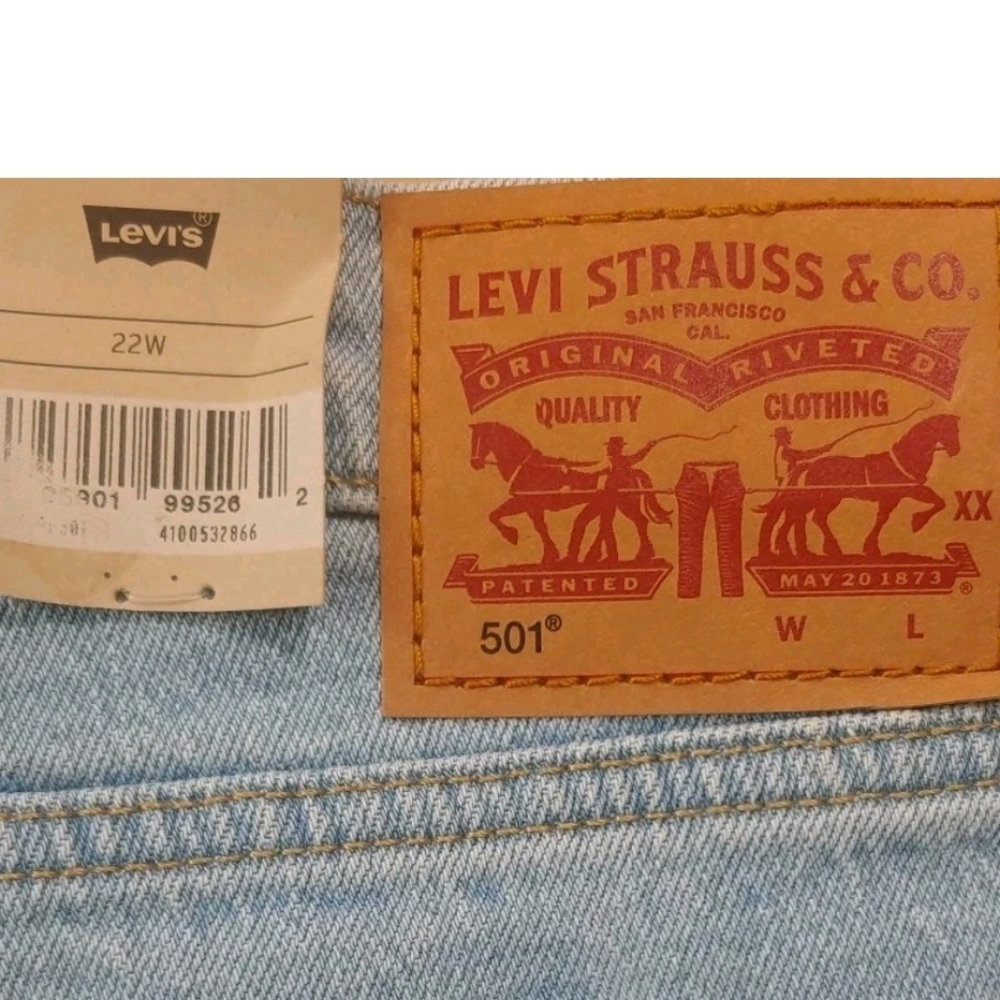 Levi's Cutoffs Jean Shorts Plus 22W Button Fly Light Blue Distressed Denim New - Picture 7 of 13